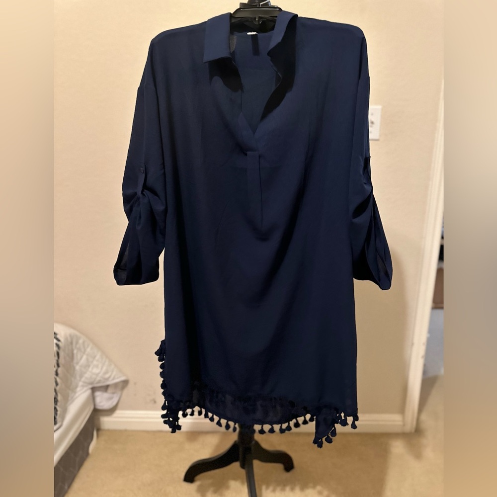 Yincro Womens Swimsuit Coverup Bathing Suit Beach Dress with Tassel Sz 2 XL - Picture 3 of 12